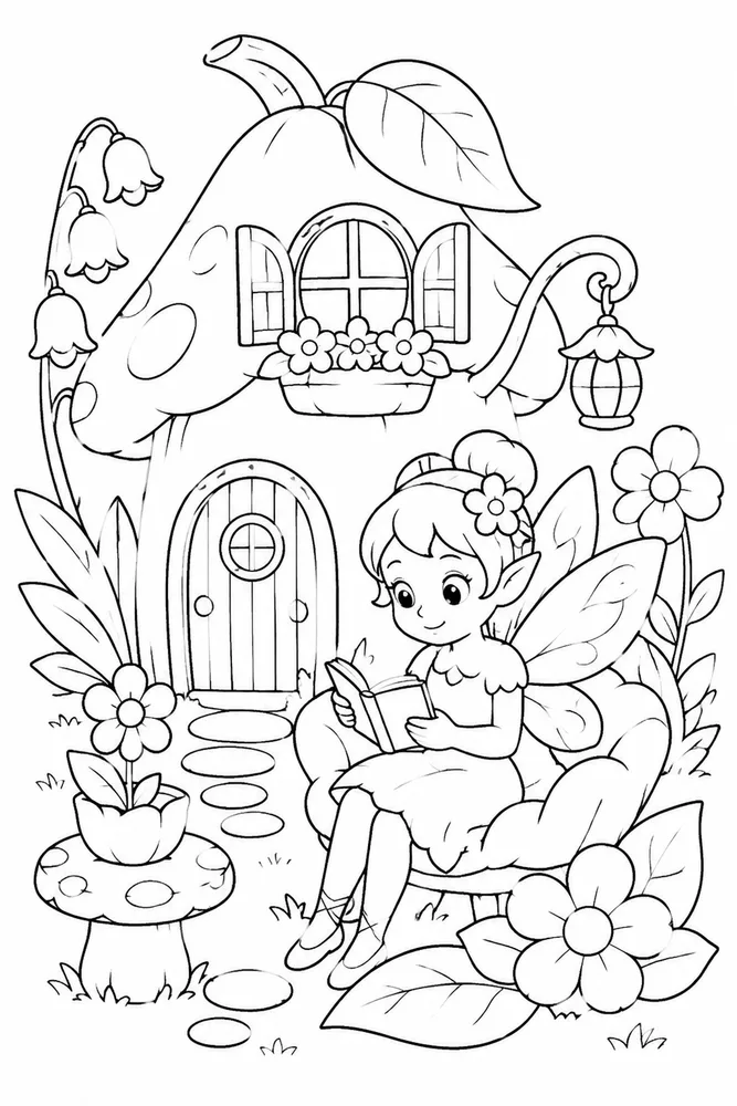Fairy House Fairy House Wing Portrait coloring page