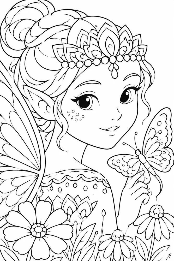 Fairy Mandala Fairy Mandala Butterfly Meadow coloring page