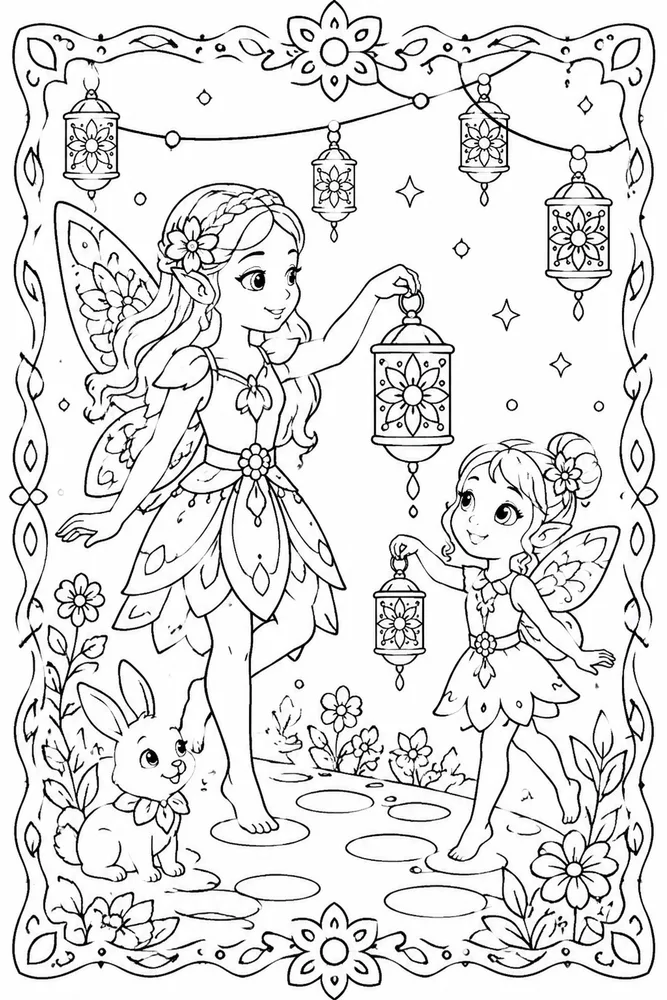 Fairy Mandala Fairy Mandala Lantern Trail coloring page