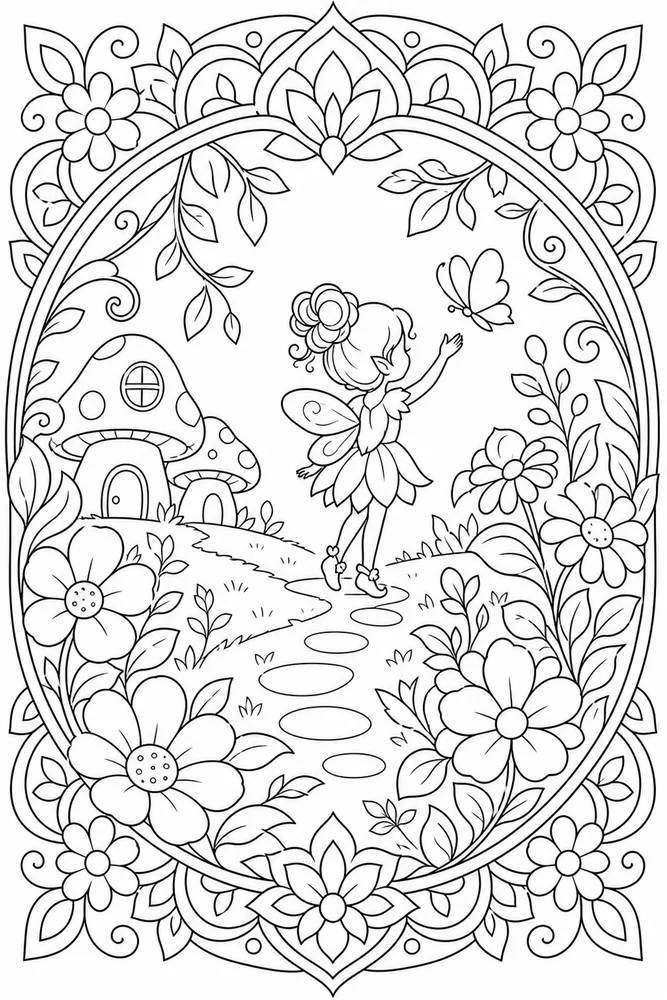 Fairy Mandala Fairy Mandala Storybook Frame coloring page