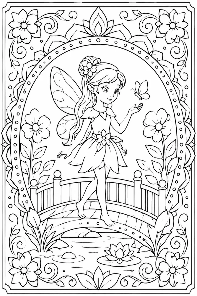 Fairy Mandala Fairy Mandala Tiny Bridge coloring page
