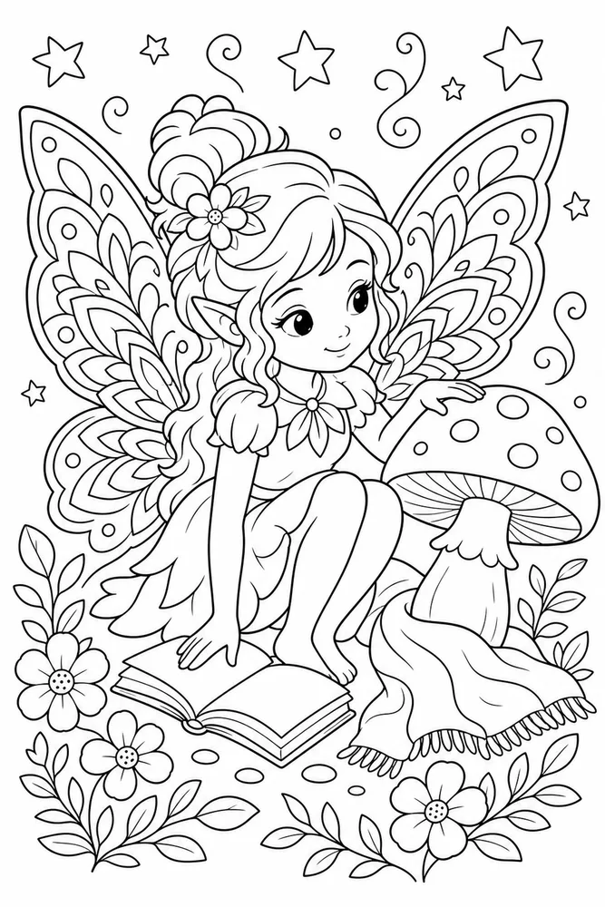 Fairy Mandala Fairy Mandala Wing Portrait coloring page