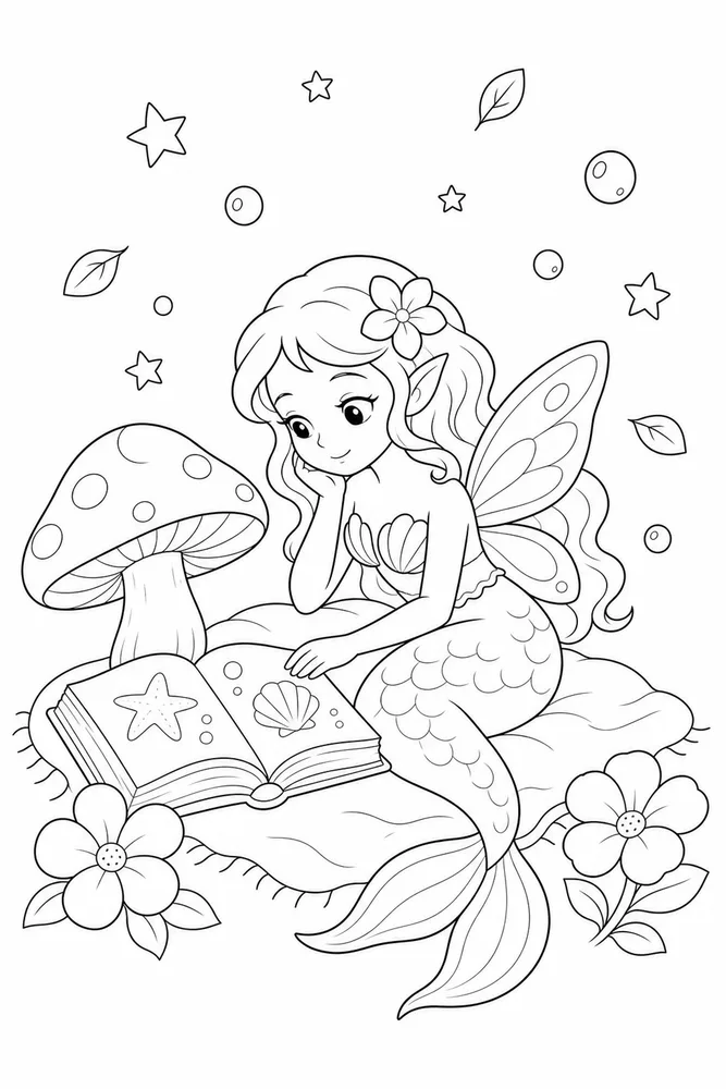 Fairy Mermaid Fairy Mermaid Wing Portrait coloring page
