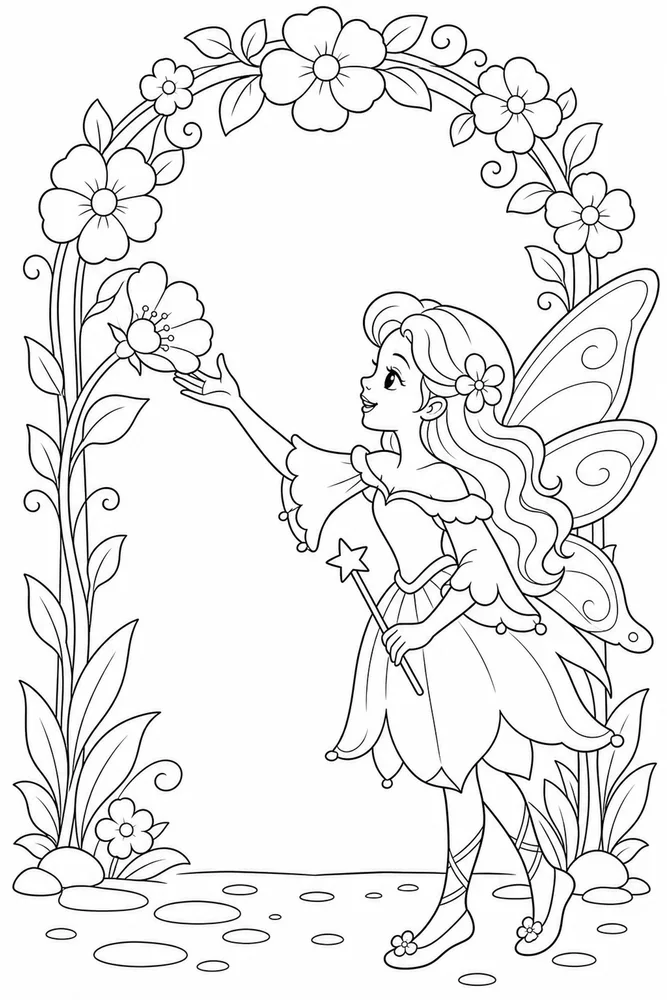 Fairy Tale Fairy Tale Flower Arch coloring page