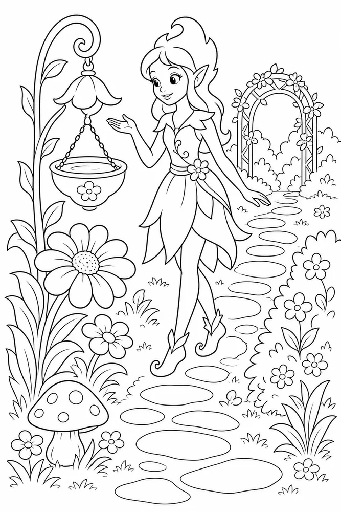 Fairy Tale Coloring Pages preview: Fairy Tale Fairy Tale Garden Path coloring page