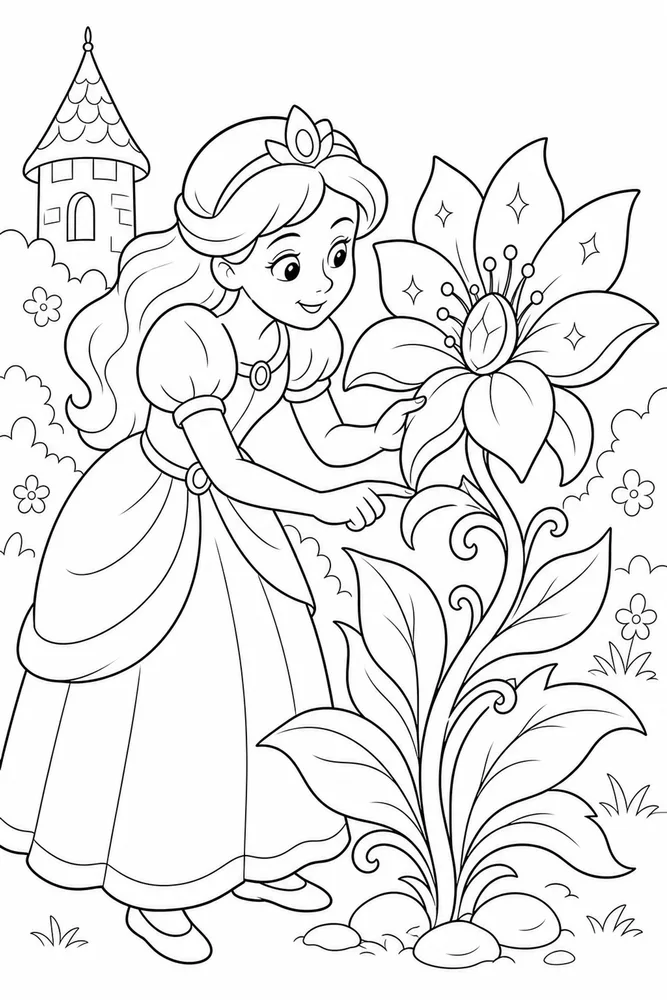Fairy Tale Fairy Tale Magic Flower coloring page