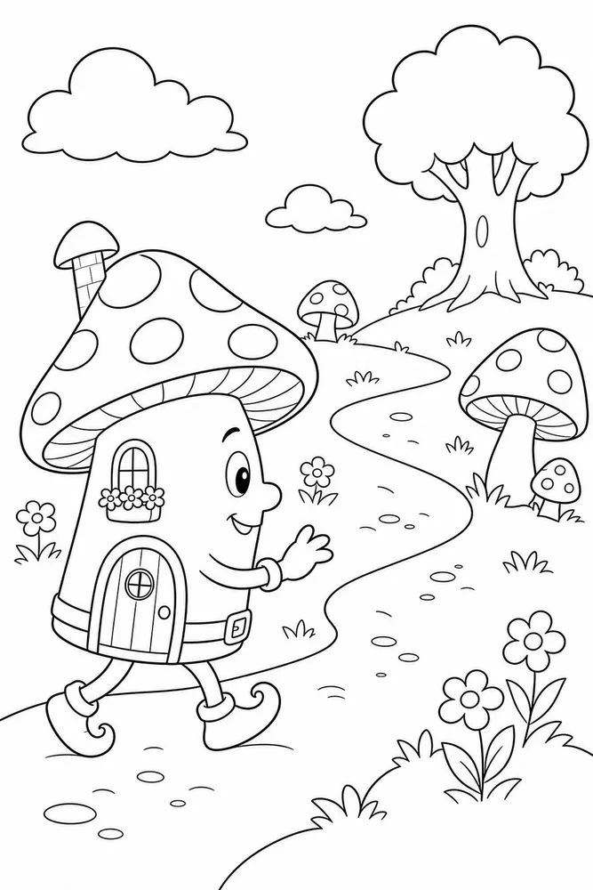 Fairy Tale Fairy Tale Mushroom House coloring page