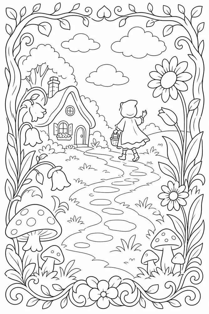 Fairy Tale Fairy Tale Storybook Frame coloring page