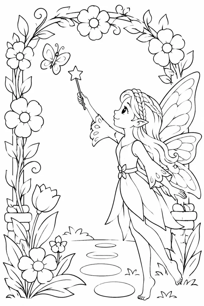 Fairy Wings Fairy Wings Flower Arch coloring page
