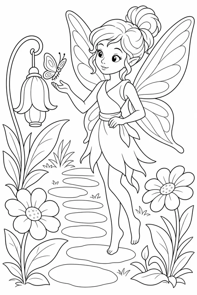 Fairy Wings Coloring Pages preview: Fairy Wings Fairy Wings Garden Path coloring page