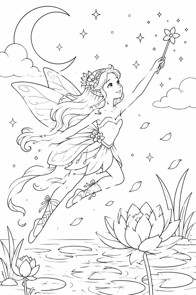 Fairy Wings Fairy Wings Moon Pond coloring page