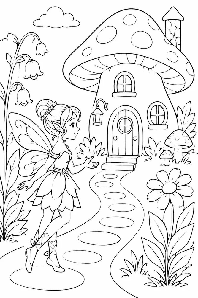 Fairy Wings Fairy Wings Mushroom House coloring page
