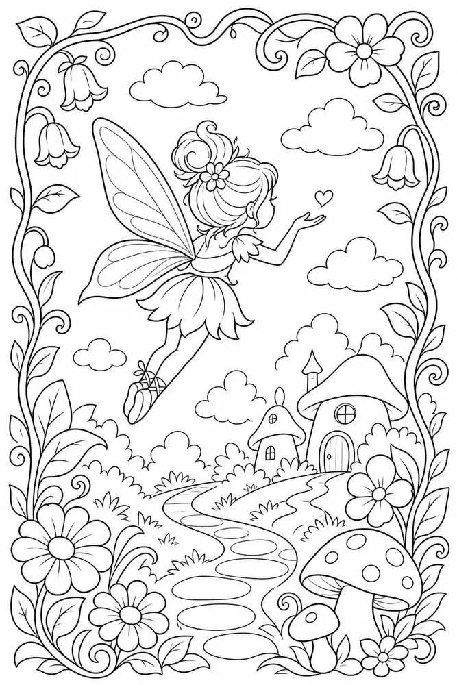 Fairy Wings Fairy Wings Storybook Frame coloring page
