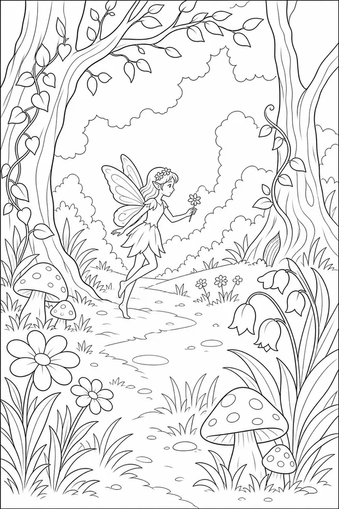 Flower Fairy Flower Fairy Forest Clearing coloring page
