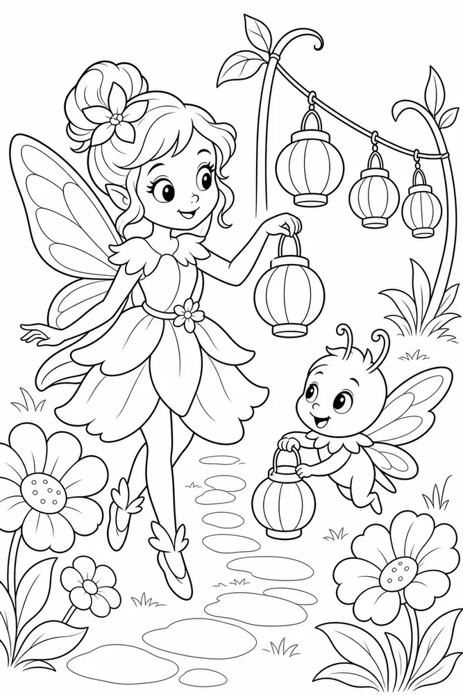 Flower Fairy Flower Fairy Lantern Trail coloring page