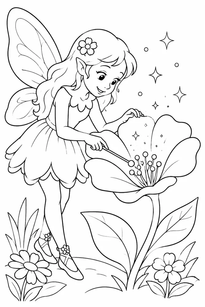 Flower Fairy Flower Fairy Magic Flower coloring page