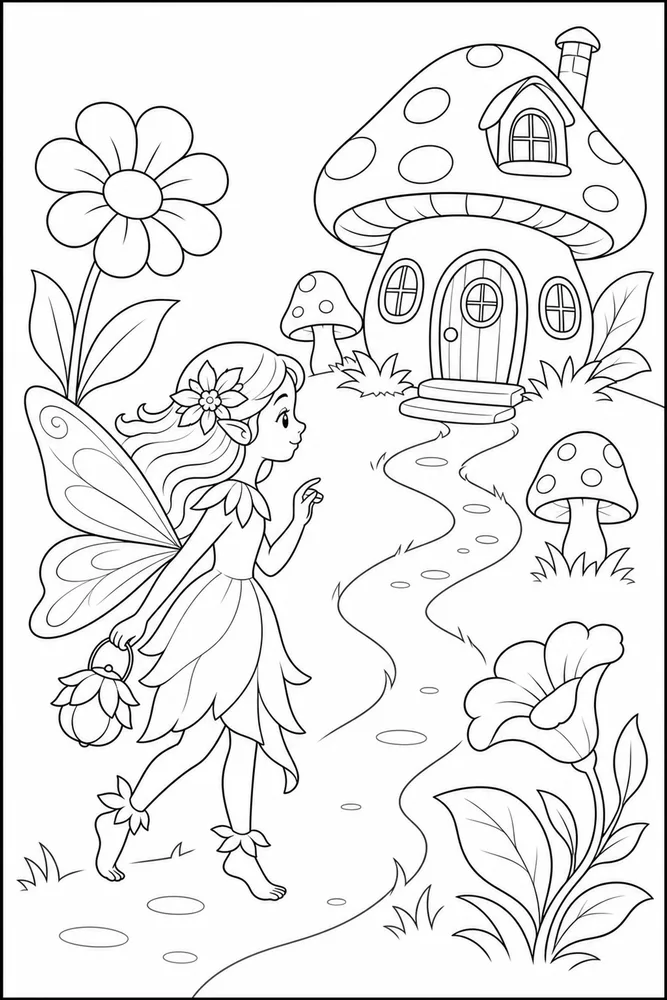 Flower Fairy Flower Fairy Mushroom House coloring page