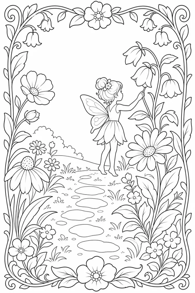 Flower Fairy Flower Fairy Storybook Frame coloring page