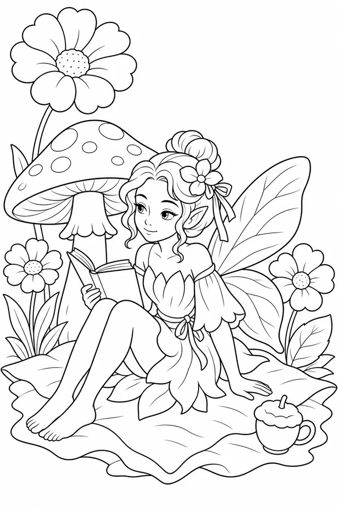 Flower Fairy Flower Fairy Wing Portrait coloring page