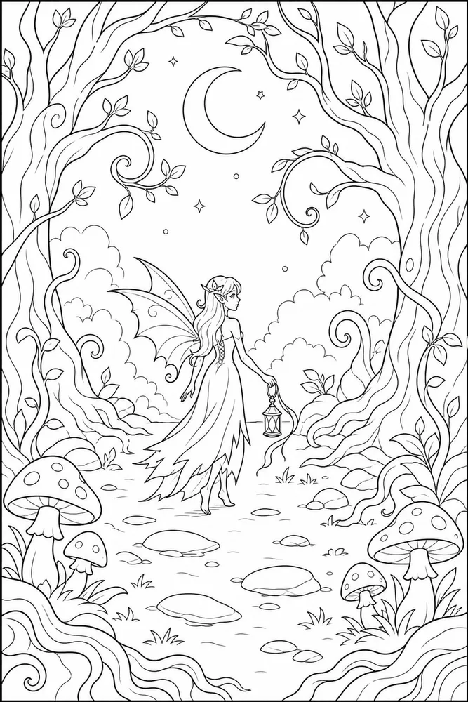 Gothic Fairy Gothic Fairy Forest Clearing coloring page