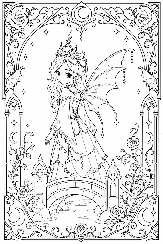 Gothic Fairy Gothic Fairy Tiny Bridge coloring page