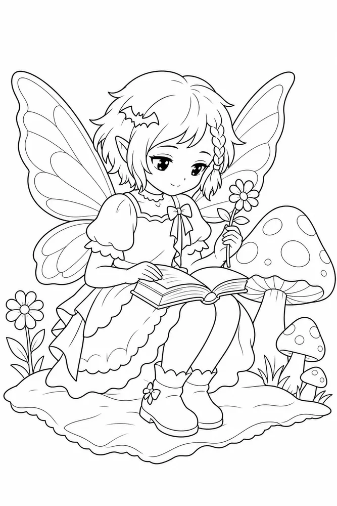 Gothic Fairy Gothic Fairy Wing Portrait coloring page