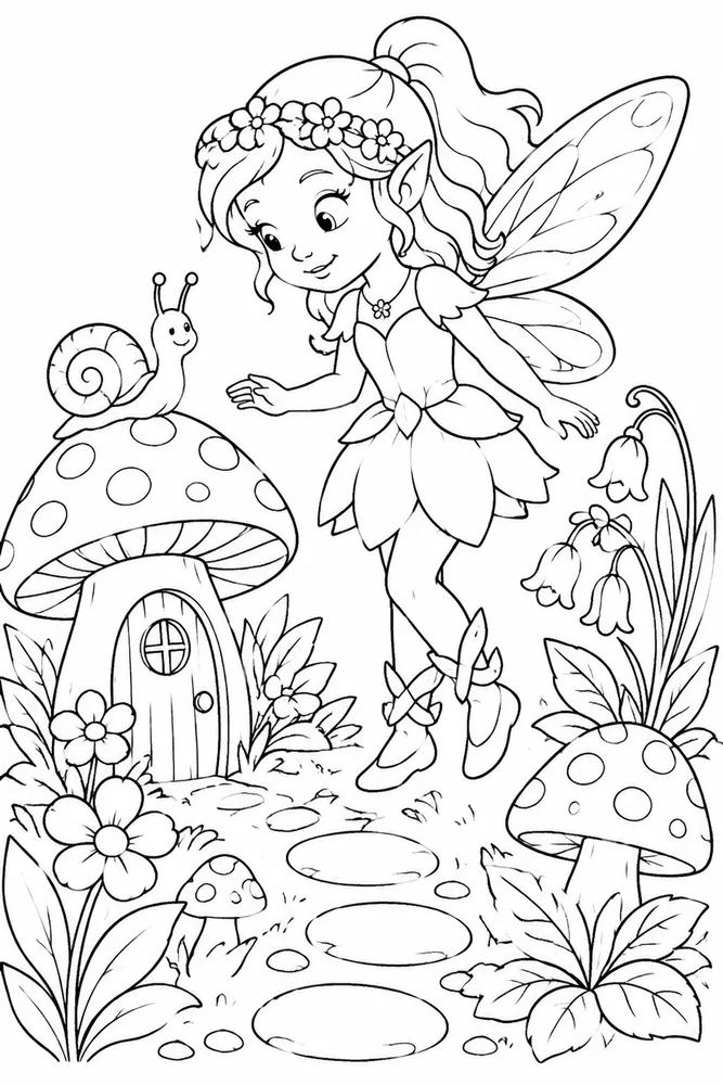 Mushroom Fairy Coloring Pages preview: Mushroom Fairy Mushroom Fairy Garden Path coloring page