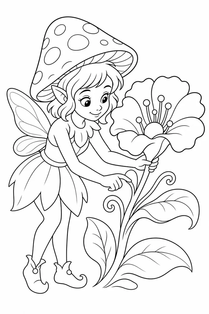 Mushroom Fairy Mushroom Fairy Magic Flower coloring page