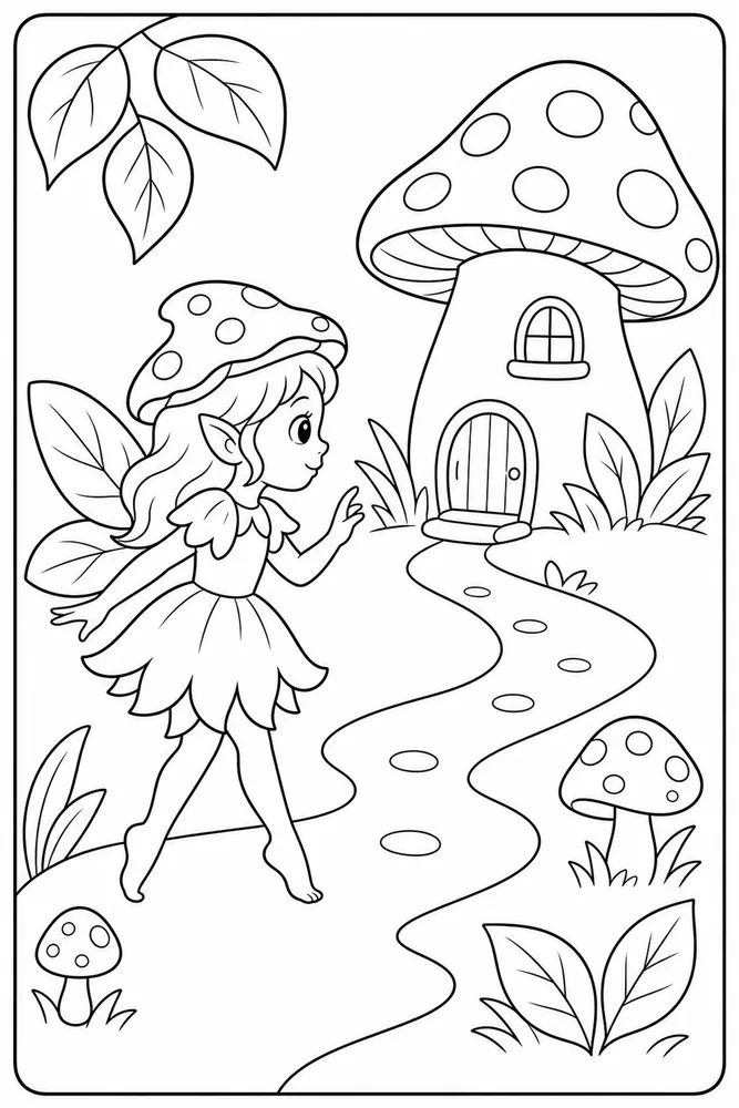 Mushroom Fairy Mushroom Fairy Mushroom House coloring page