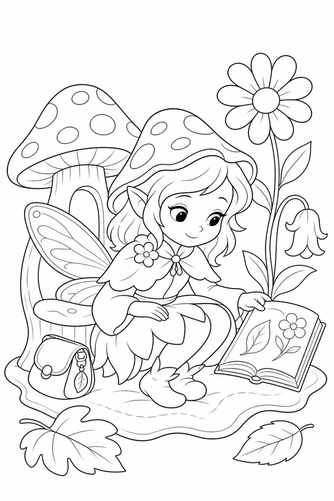 Mushroom Fairy Mushroom Fairy Wing Portrait coloring page