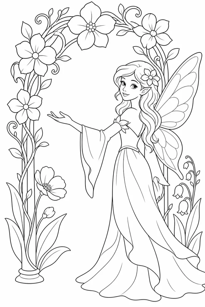 Pretty Fairy Pretty Fairy Flower Arch coloring page
