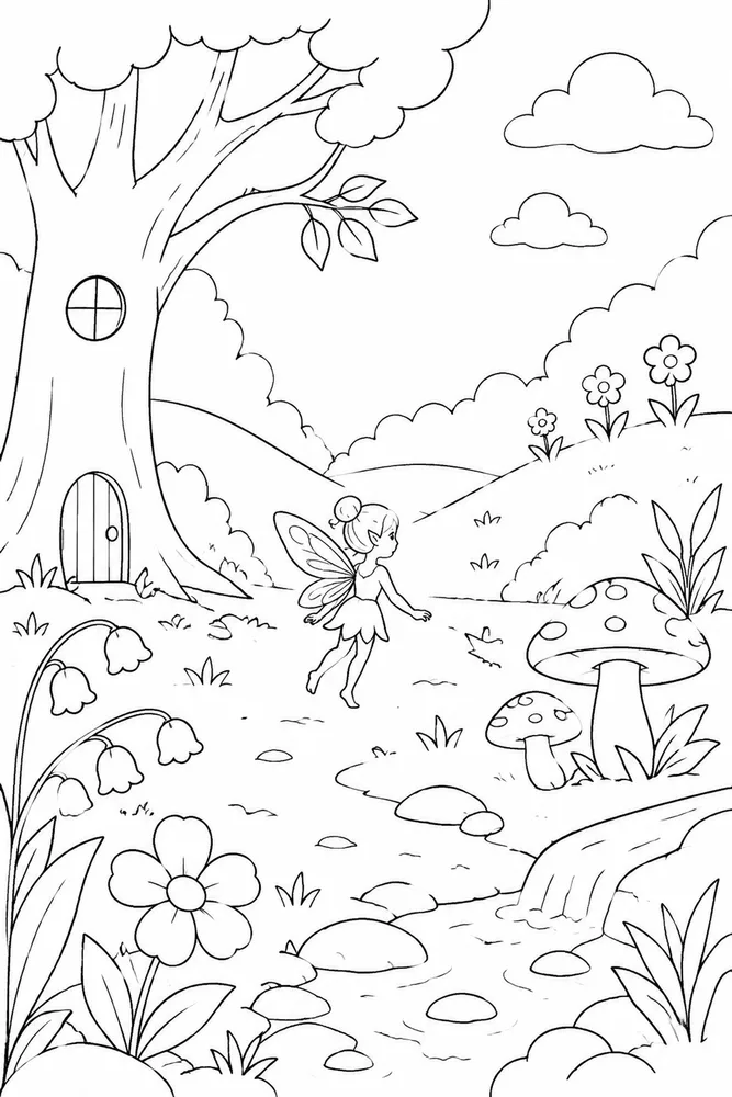 Pretty Fairy Pretty Fairy Forest Clearing coloring page