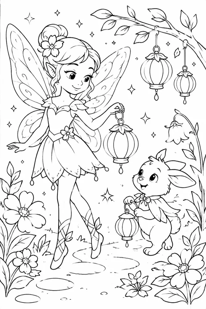Pretty Fairy Pretty Fairy Lantern Trail coloring page