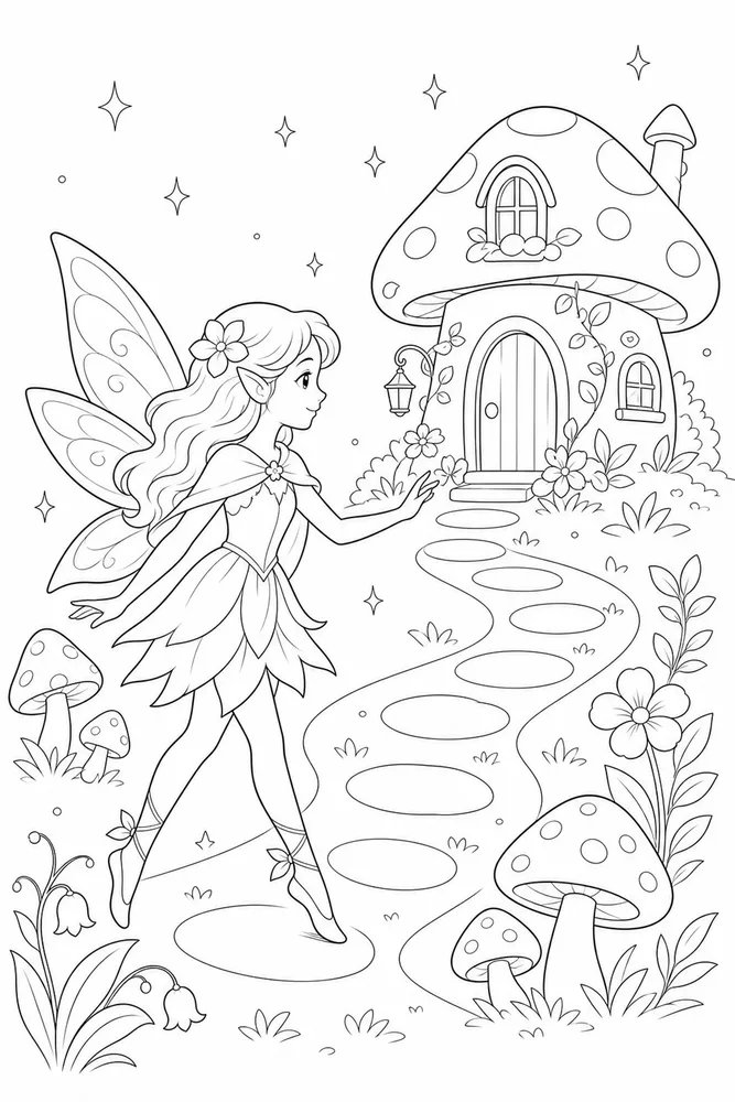 Pretty Fairy Pretty Fairy Mushroom House coloring page