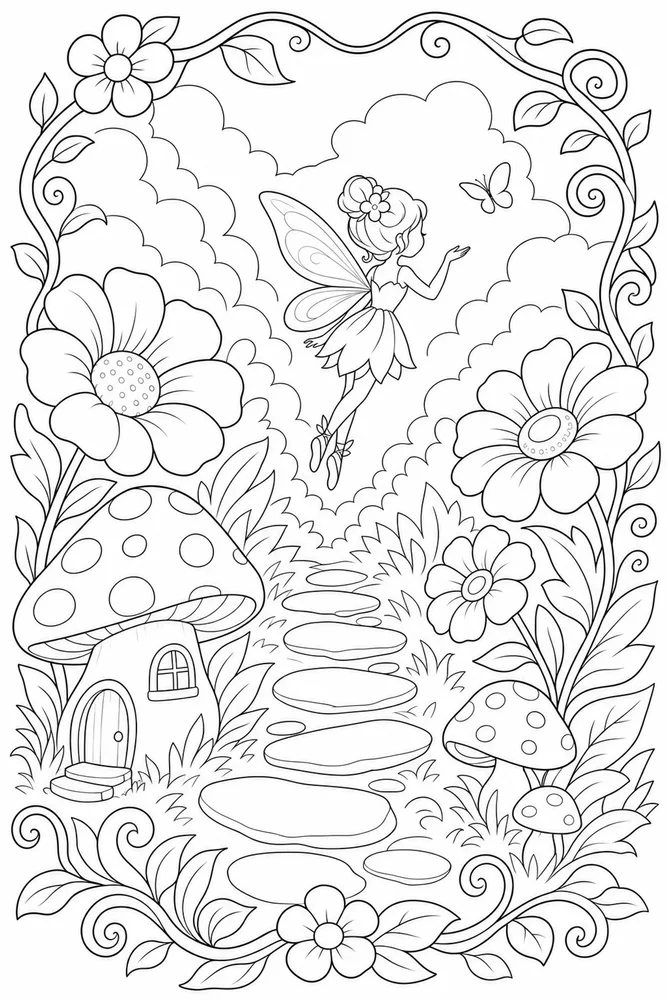 Pretty Fairy Pretty Fairy Storybook Frame coloring page