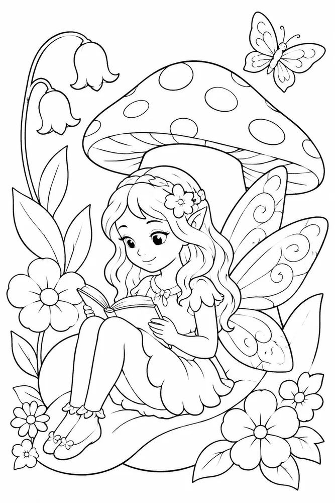 Pretty Fairy Pretty Fairy Wing Portrait coloring page