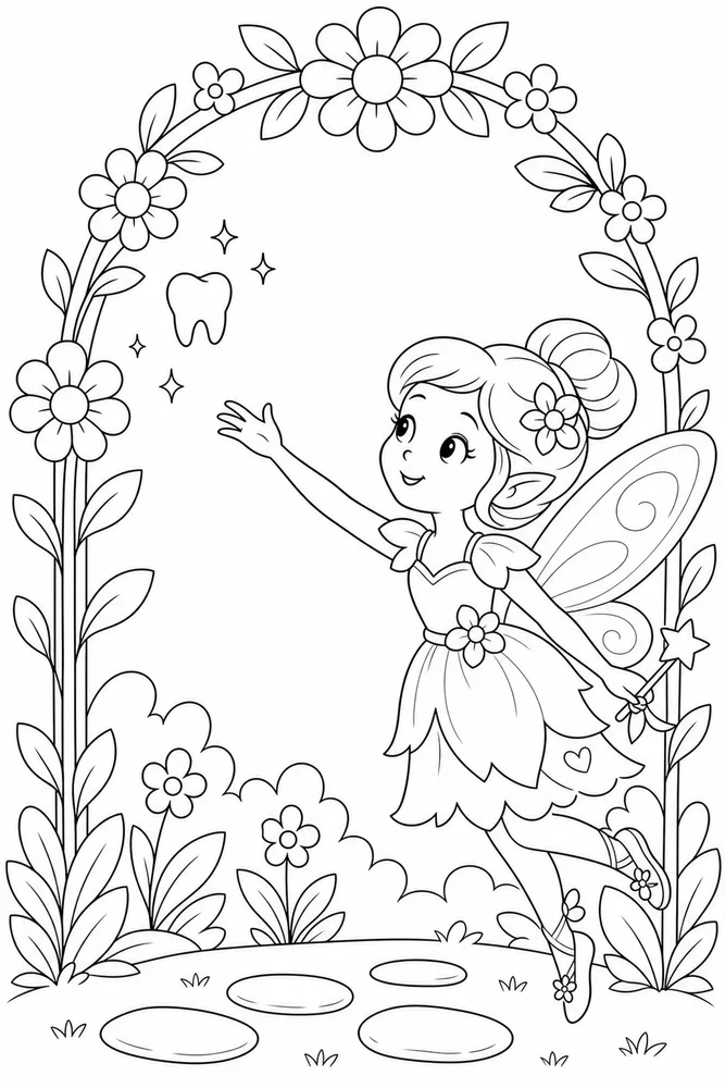Tooth Fairy Tooth Fairy Flower Arch coloring page