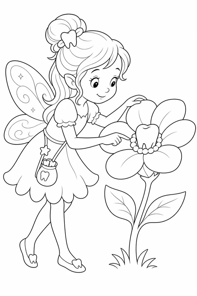 Tooth Fairy Tooth Fairy Magic Flower coloring page