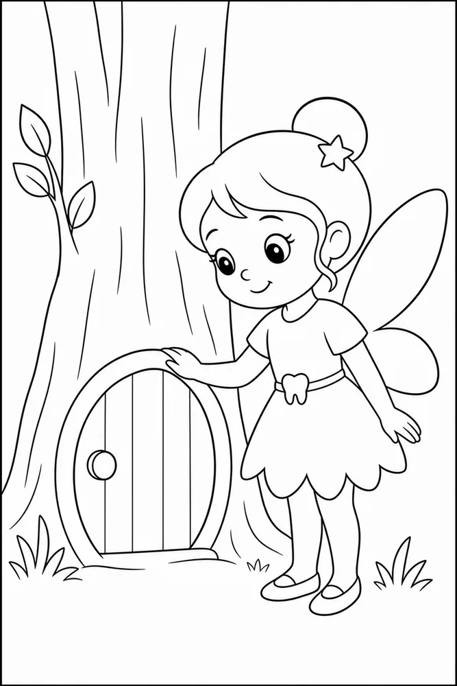 Tooth Fairy Tooth Fairy Tree Door coloring page
