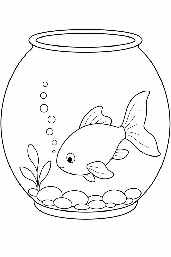 Fish Bowl Fish bowl easy beginner page coloring page