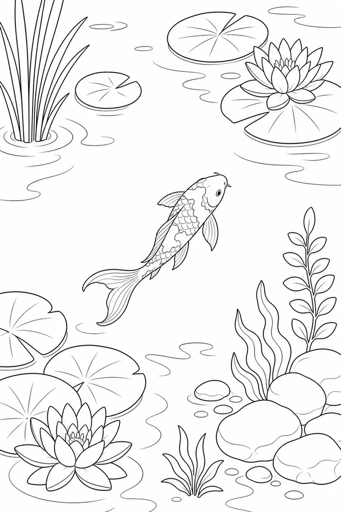 Koi Fish Koi fish outdoor path coloring page