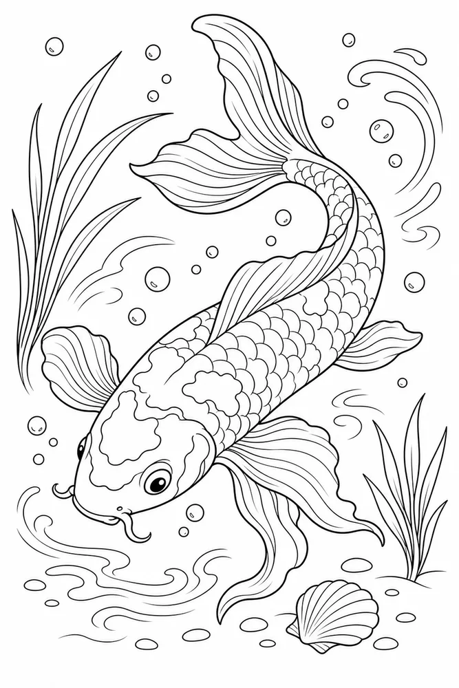 Koi Fish Koi fish playful pose coloring page