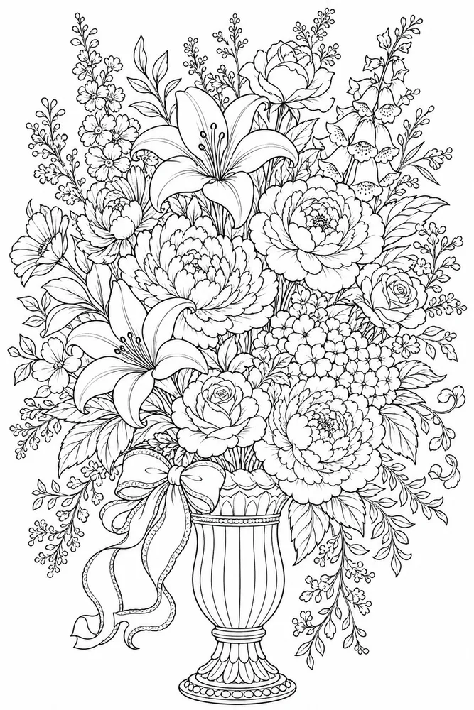 Adult Flower Vintage Bouquet coloring page