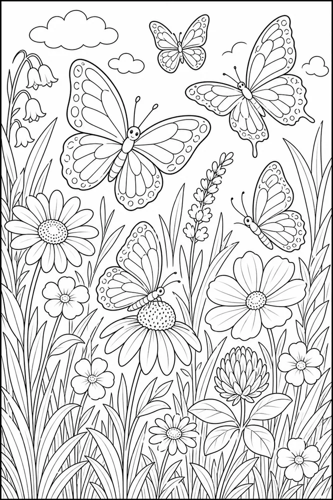 Butterfly Flower Butterfly Meadow coloring page