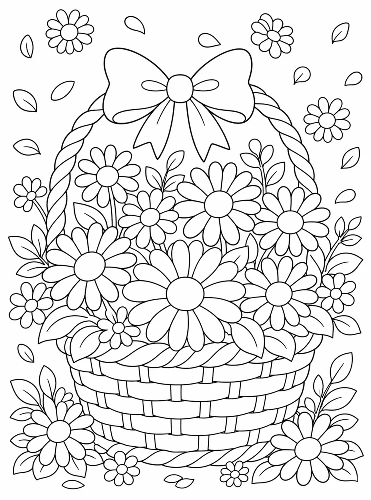Daisy Flower Daisy Basket coloring page