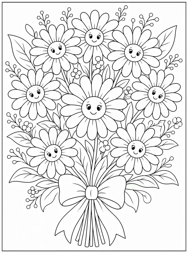 Daisy Flower Daisy Bouquet coloring page