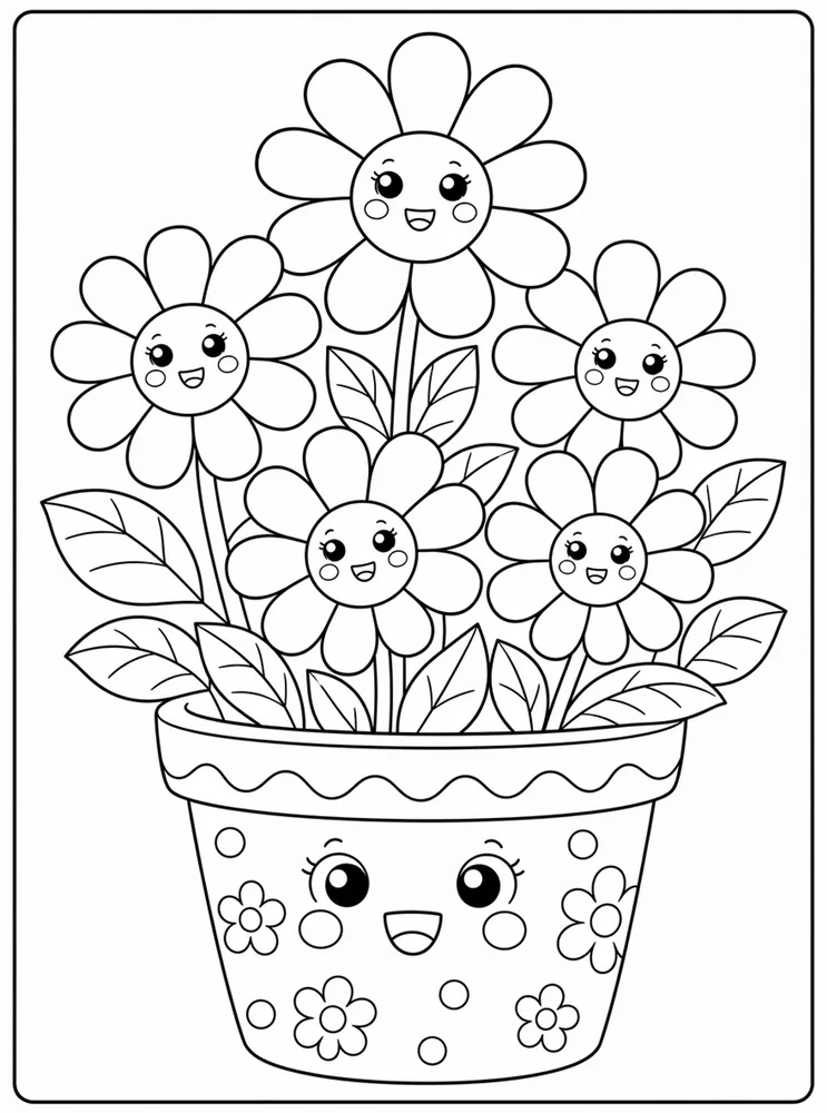 Daisy Flower Daisy Pot coloring page