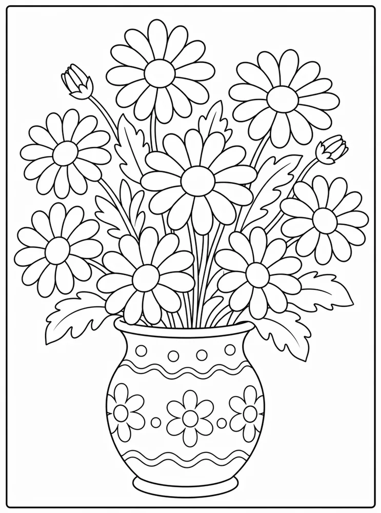 Daisy Flower Daisy Vase coloring page