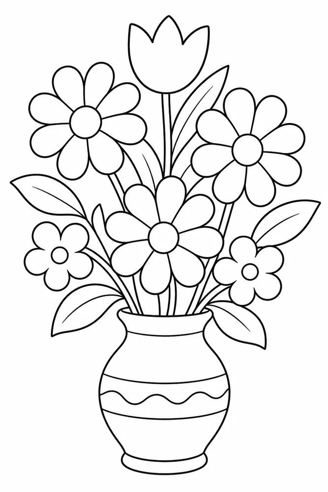 Easy Flower Easy Bouquet coloring page