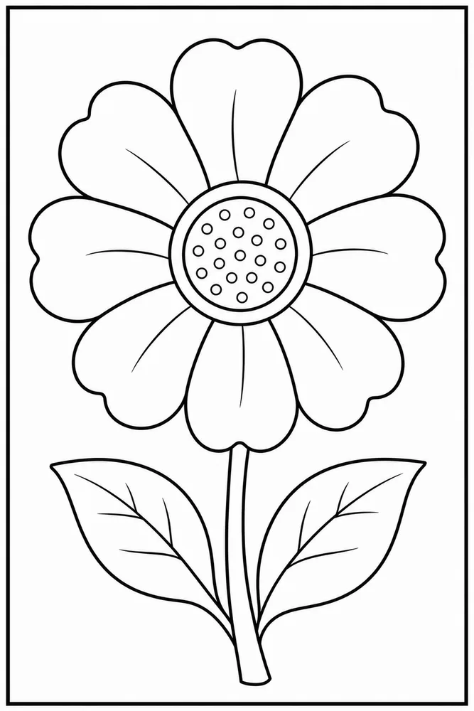Easy Flower Coloring Pages preview: Easy Flower Single Big Flower coloring page